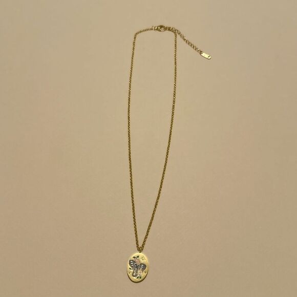 Gold Elephant Pendant Necklace S910 - Picture 2 of 4